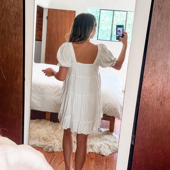 White Linen Prairie Dress - Picture 3 of 4